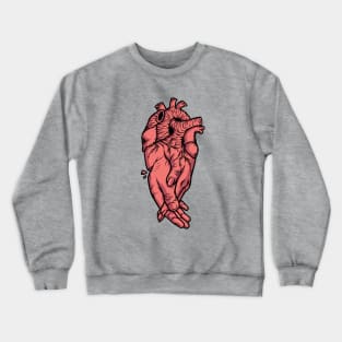 couple holding hands with heart organ Crewneck Sweatshirt